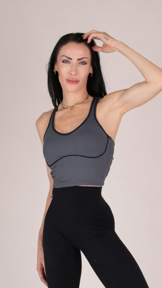 Strappy Crisscross Back Sports Bra + Piping Detail