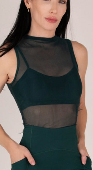 Sculpted Mesh Mockneck Crop Top
