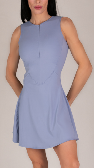 Performance Mesh Back Zip Dress with Built-In Shorts & Pockets