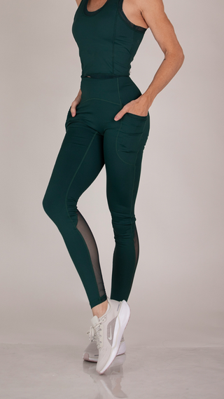 Mesh Calf High-Waisted Training Leggings with Pockets