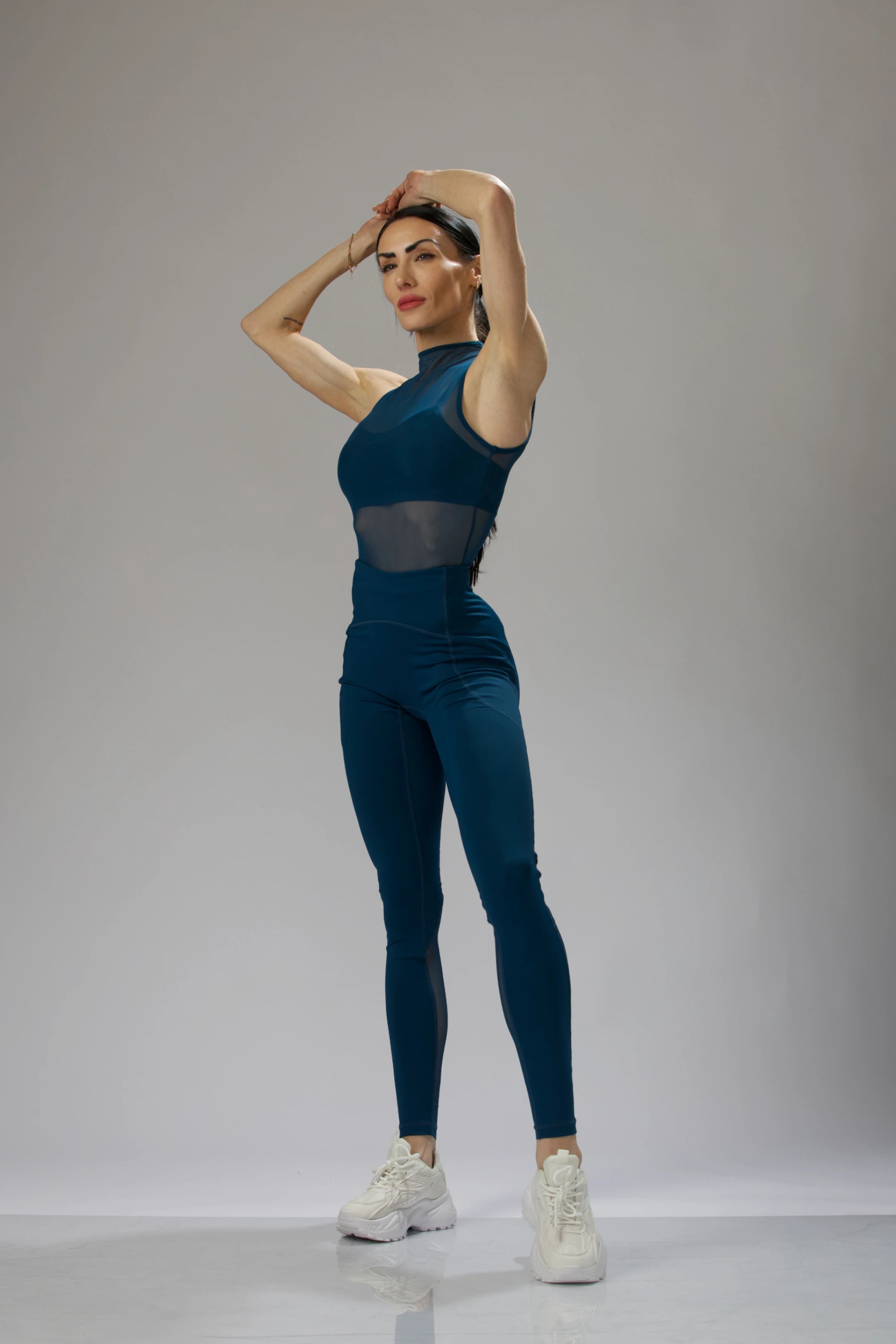 Sculpted Mesh Mockneck Crop Top