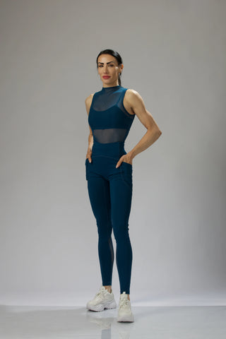Sculpted Mesh Mockneck Crop Top