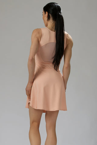 Performance Mesh Back Zip Dress with Built-In Shorts & Pockets